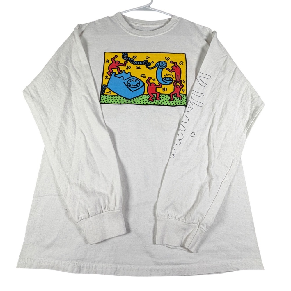 Keith Haring Ripple Junction White Long Sleeve Graphic T-Shirt Mens Medium